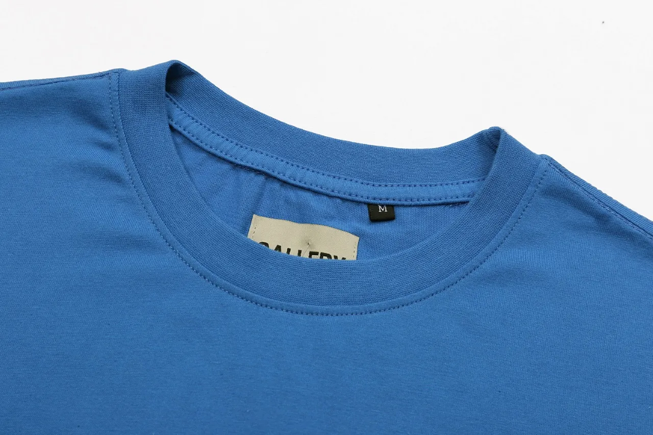648#Gallery Dept New Classic Basic French Letters LOGO Basic Slogan Round Neck Short Sleeve T-Shirt Pure Cotton Tee Royal Blue Red Lake Blue Apricot Print Blue Apricot Print Black S～XL p90